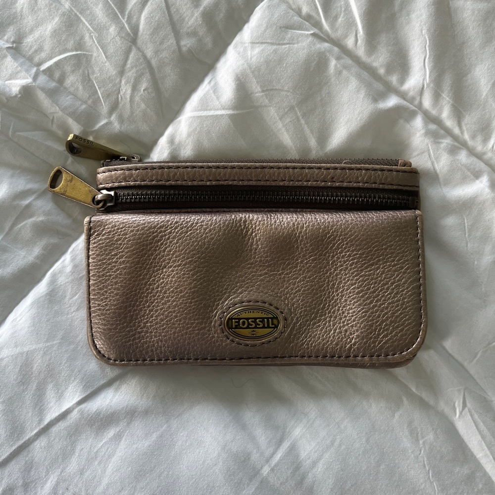 Gold Bronze Soft Leather Womens Fossil Wallet